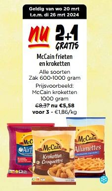 Promoties Mccain kroketten - Mc Cain - Geldig van 16/03/2024 tot 02/04/2024 bij Jumbo