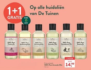 Promoties Pure avocado olie - De Tuinen - Geldig van 18/03/2024 tot 14/04/2024 bij Holland & Barret