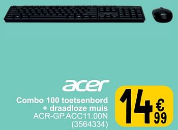 Promoties Combo 100 toetsenbord + draadloze muis acr-gp.acc11.00n - Acer - Geldig van 26/03/2024 tot 08/04/2024 bij Cora