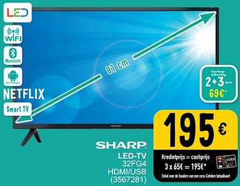 Promoties Sharp led tv 32fg4 hdmi-usb - Sharp - Geldig van 26/03/2024 tot 08/04/2024 bij Cora