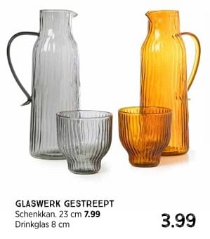 Promoties Glaswerk gestreept drinkglas - Huismerk - Xenos - Geldig van 24/03/2024 tot 06/04/2024 bij Xenos