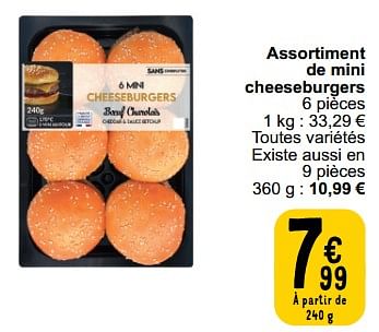 Promotions Assortiment de mini cheeseburgers - Produit maison - Cora - Valide de 26/03/2024 à 30/03/2024 chez Cora