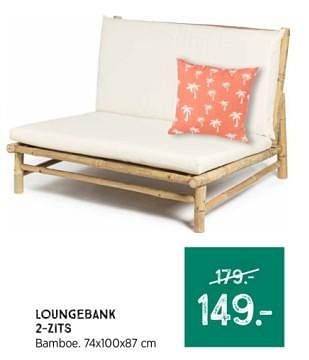 Promoties Loungebank 2 zits bamboe - Huismerk - Xenos - Geldig van 24/03/2024 tot 06/04/2024 bij Xenos