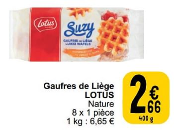 Promoties Gaufres de liège lotus nature - Lotus Bakeries - Geldig van 26/03/2024 tot 30/03/2024 bij Cora