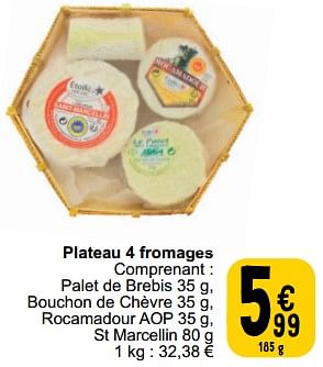 Promoties Plateau 4 fromages - Huismerk - Cora - Geldig van 26/03/2024 tot 30/03/2024 bij Cora