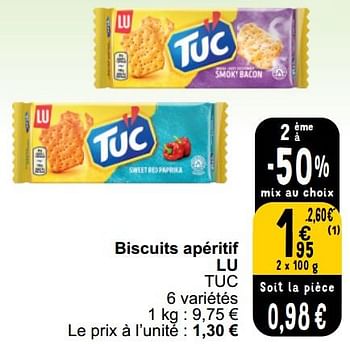 Promoties Biscuits apéritif lu tuc - Lu - Geldig van 26/03/2024 tot 30/03/2024 bij Cora