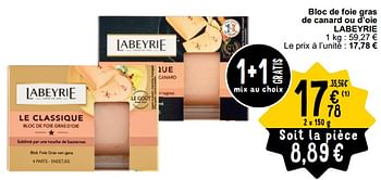 Promotions Bloc de foie gras de canard ou d’oie labeyrie - Labeyrie - Valide de 26/03/2024 à 30/03/2024 chez Cora