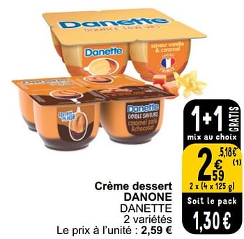 Promoties Crème dessert danone danette - Danone - Geldig van 26/03/2024 tot 30/03/2024 bij Cora