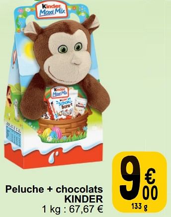 Promoties Peluche + chocolats kinder - Kinder - Geldig van 26/03/2024 tot 30/03/2024 bij Cora