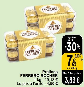 Promotions Pralines ferrero rocher - Ferrero - Valide de 26/03/2024 à 30/03/2024 chez Cora