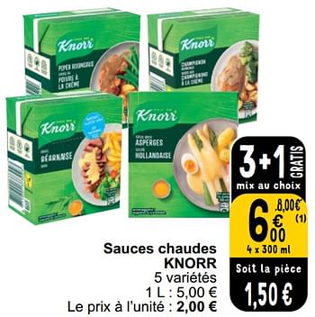 Promotions Sauces chaudes knorr - Knorr - Valide de 26/03/2024 à 30/03/2024 chez Cora