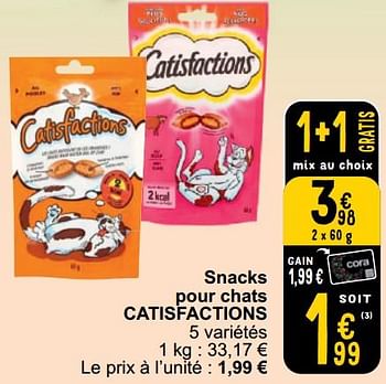 Promotions Snacks pour chats catisfactions - Catisfactions - Valide de 26/03/2024 à 30/03/2024 chez Cora