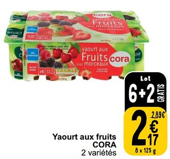 Promoties Yaourt aux fruits cora - Huismerk - Cora - Geldig van 26/03/2024 tot 30/03/2024 bij Cora