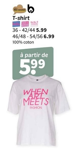 Promotions T shirt - Produit maison - Wibra - Valide de 21/03/2024 à 03/04/2024 chez Wibra
