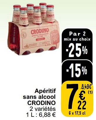 Promotions Apéritif sans alcool crodino - Crodino - Valide de 26/03/2024 à 30/03/2024 chez Cora