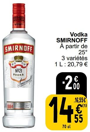 Promotions Vodka smirnoff - Smirnoff - Valide de 26/03/2024 à 30/03/2024 chez Cora