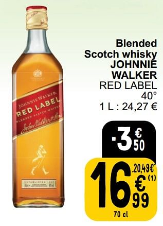 Promotions Blended scotch whisky johnnie walker red label - Johnnie Walker - Valide de 26/03/2024 à 30/03/2024 chez Cora