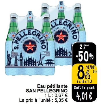 Promoties Eau pétillante san pellegrino - San Pellegrino - Geldig van 26/03/2024 tot 30/03/2024 bij Cora