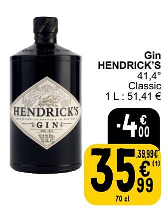 Promotions Gin hendrick’s - Hendrick's - Valide de 26/03/2024 à 30/03/2024 chez Cora