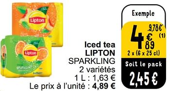 Promotions Iced tea lipton sparkling - Lipton - Valide de 26/03/2024 à 30/03/2024 chez Cora