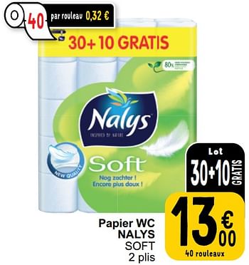 Promoties Papier wc nalys soft - Nalys - Geldig van 26/03/2024 tot 30/03/2024 bij Cora