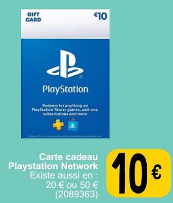 Promotions Carte cadeau playstation network - Sony - Valide de 26/03/2024 à 08/04/2024 chez Cora