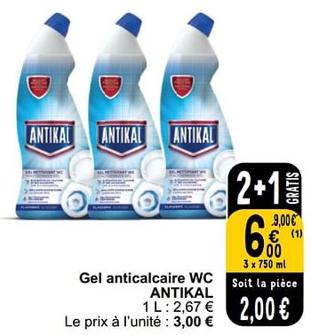 Promotions Gel anticalcaire wc antikal - Antikal - Valide de 26/03/2024 à 30/03/2024 chez Cora