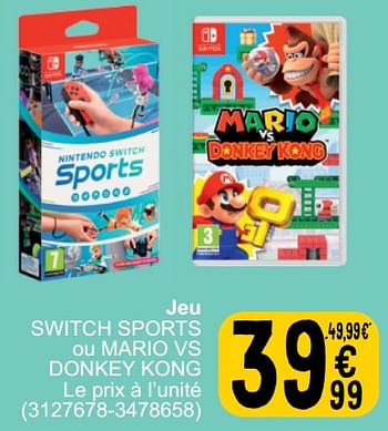Promoties Jeu switch sports ou mario vs donkey kong - Nintendo - Geldig van 26/03/2024 tot 08/04/2024 bij Cora