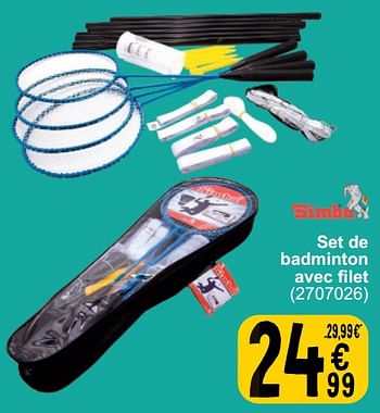 Promoties Set de badminton avec filet - Simba - Geldig van 26/03/2024 tot 08/04/2024 bij Cora