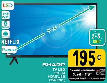 Promotions Sharp tv led 32fg4 hdmi-usb - Sharp - Valide de 26/03/2024 à 08/04/2024 chez Cora