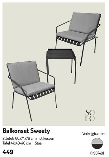 Promoties Balkonset sweety - Soho - Geldig van 17/02/2024 tot 31/08/2024 bij Oh'Green