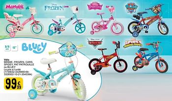 Promoties Vélo minnie, frozen, cars, spidey, pat patrouille ou bluey - Bluey - Geldig van 26/03/2024 tot 08/04/2024 bij Cora