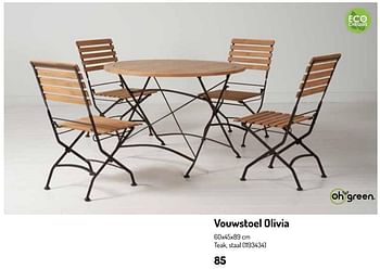 Promoties Vouwstoel olivia - Huismerk - Oh'Green - Geldig van 17/02/2024 tot 31/08/2024 bij Oh'Green