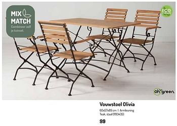 Promotions Vouwstoel olivia - Produit Maison - Oh'Green - Valide de 17/02/2024 à 31/08/2024 chez Oh'Green