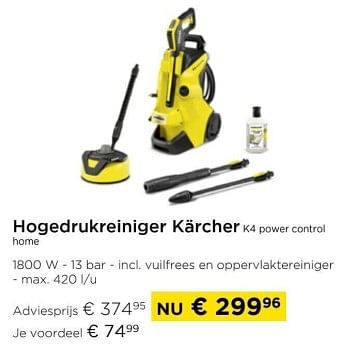 Promoties Hogedrukreiniger Kärcher k4 power contro home - Kärcher - Geldig van 01/03/2024 tot 31/03/2024 bij Molecule