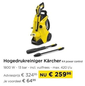 Promotions Hogedrukreiniger karcher k4 power control - Kärcher - Valide de 01/03/2024 à 31/03/2024 chez Molecule