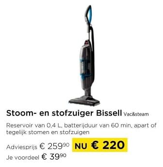 Promoties Stoom- en stofzuiger bissell vac+steam - Bissell - Geldig van 01/03/2024 tot 31/03/2024 bij Molecule