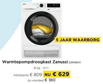 Promoties Warmtepompdroogkast zanussi zz8486dh - Zanussi - Geldig van 01/03/2024 tot 31/03/2024 bij Molecule