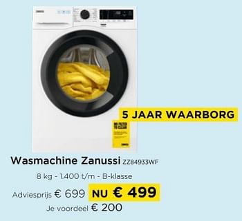 Promoties Wasmachine zanussi zz84933wf - Zanussi - Geldig van 01/03/2024 tot 31/03/2024 bij Molecule