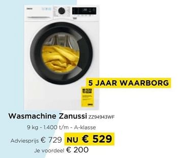 Promoties Wasmachine zanussi zz94943wf - Zanussi - Geldig van 01/03/2024 tot 31/03/2024 bij Molecule