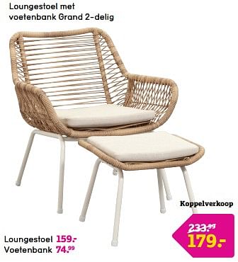 Promotions Loungestoel met voetenbank grand 2-delig - Produit maison - Leen Bakker - Valide de 24/03/2024 à 07/04/2024 chez Leen Bakker