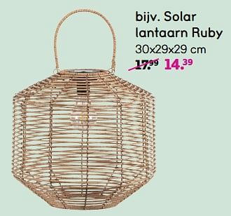 Promotions Solar lantaarn ruby - Produit maison - Leen Bakker - Valide de 24/03/2024 à 07/04/2024 chez Leen Bakker