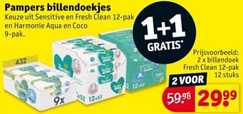 Promotions Billendoek fresh clean - Pampers - Valide de 25/03/2024 à 07/04/2024 chez Kruidvat