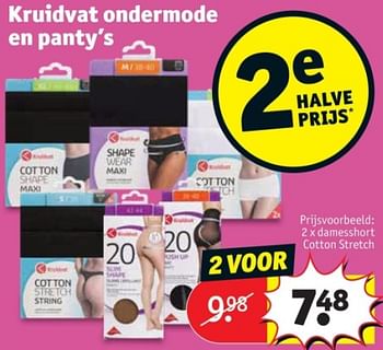 Promoties Damesshort cotton stretch - Huismerk - Kruidvat - Geldig van 25/03/2024 tot 07/04/2024 bij Kruidvat
