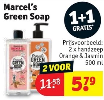 Promotions Handzeep orange + jasmin - Marcel's Green Soap - Valide de 25/03/2024 à 07/04/2024 chez Kruidvat