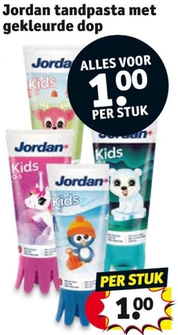 Promoties Jordan tandpasta met gekleurde dop - Jordan - Geldig van 25/03/2024 tot 07/04/2024 bij Kruidvat