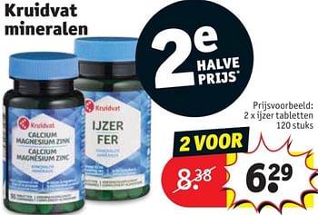 Promotions Kruidvat mineralen ijzer tabletten - Produit maison - Kruidvat - Valide de 25/03/2024 à 07/04/2024 chez Kruidvat