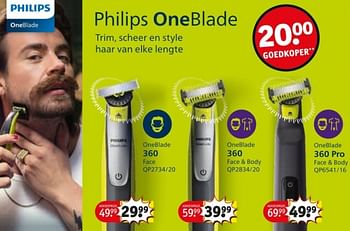 Promotions Philips oneblade 360 face qp2734 20 - Philips - Valide de 25/03/2024 à 07/04/2024 chez Kruidvat