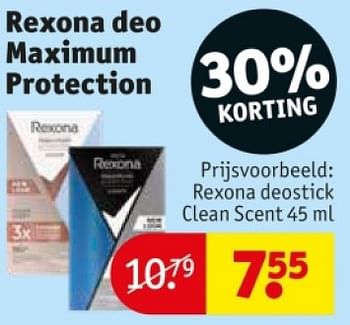 Promoties Rexona deostick clean scent - Rexona - Geldig van 25/03/2024 tot 07/04/2024 bij Kruidvat