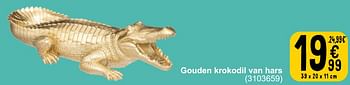 Promoties Gouden krokodil van hars - Huismerk - Cora - Geldig van 26/03/2024 tot 08/04/2024 bij Cora